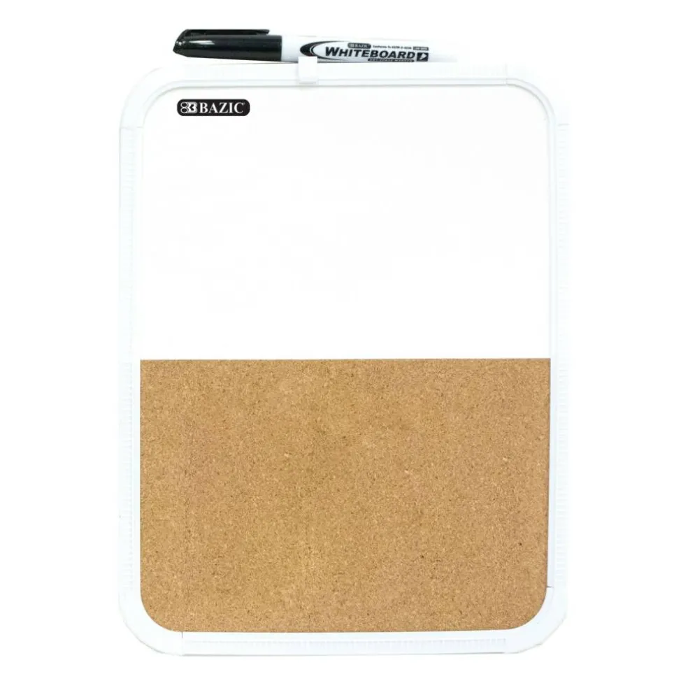 BAZIC Dry Erase and Cork Combo Board, 8.5 x 11 in, with Marker