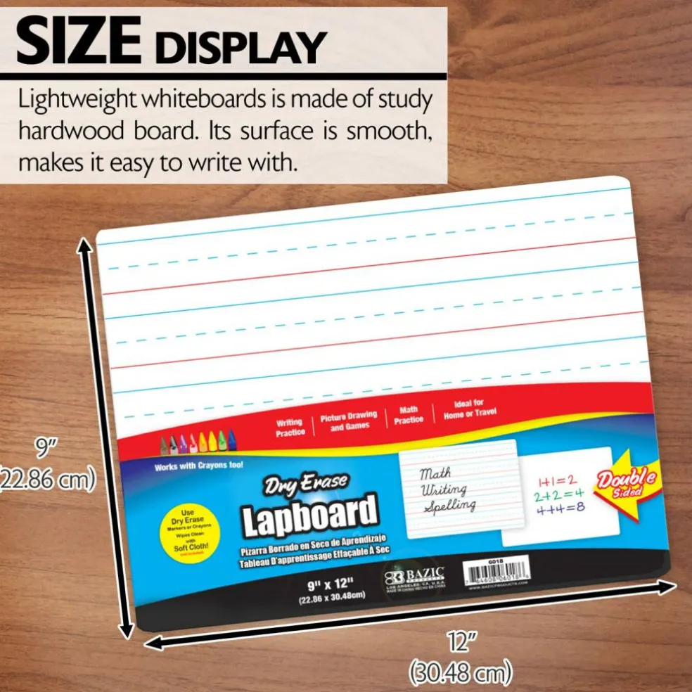 BAZIC Dry Erase Lapboard, 9" x 12", Double-Sided