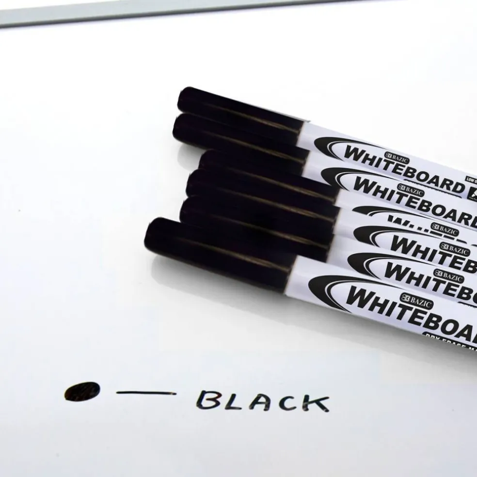 BAZIC Dry-Erase Markers, Fine Point, Black, 4 Count, 24-Pack