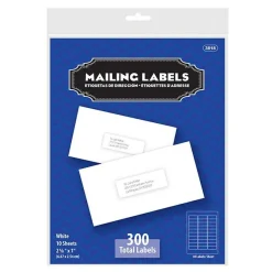 BAZIC Mailing Labels, White, 2-5/8