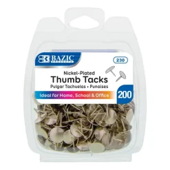 BAZIC Nickel (Silver) Thumb Tacks, 200 Count, for Cork Boards Bulletin