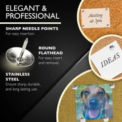 BAZIC Nickel (Silver) Thumb Tacks, 200 Count, for Cork Boards Bulletin