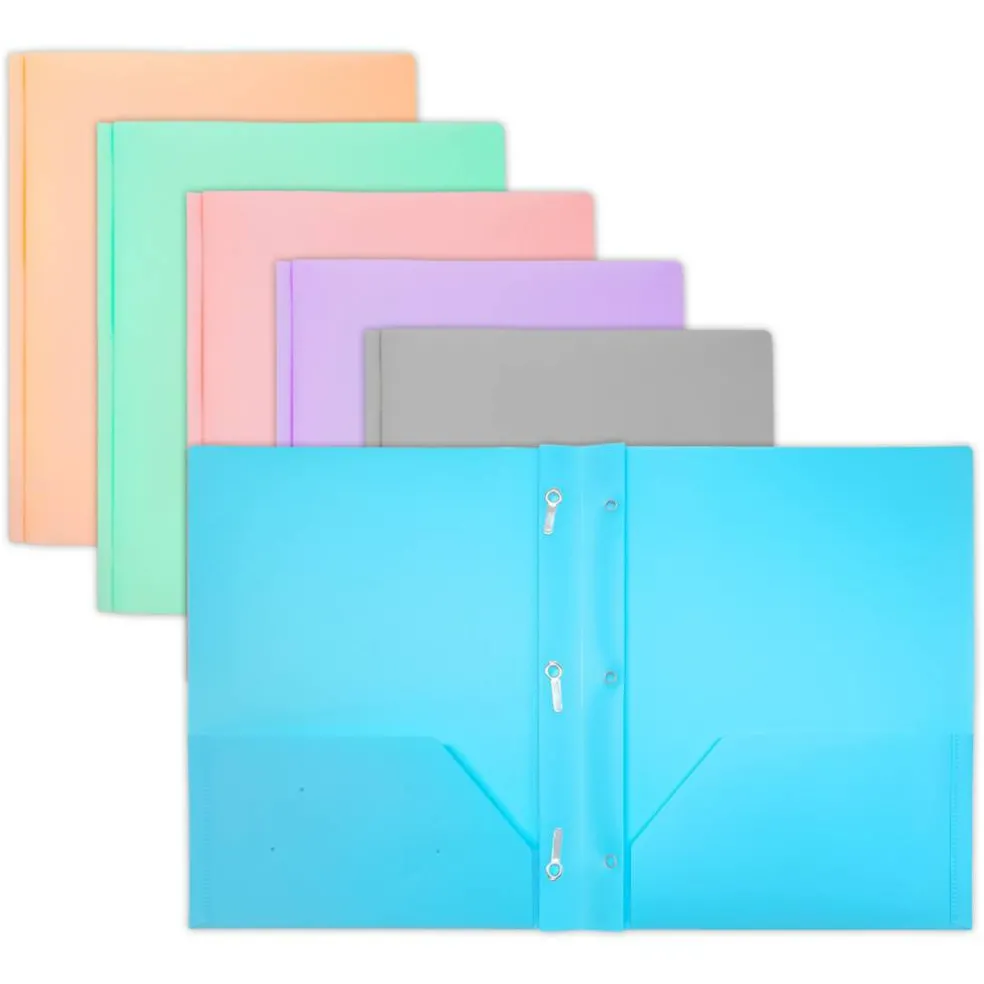 BAZIC Pastel Color Poly 2-Pocket Folder with 3-Prong Fasteners