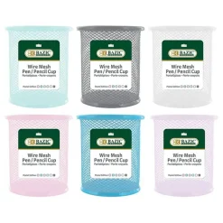 BAZIC Pastel Wire Mesh Pencil Holder Cup for Craft Room Brush and Tool Storage, Assorted
