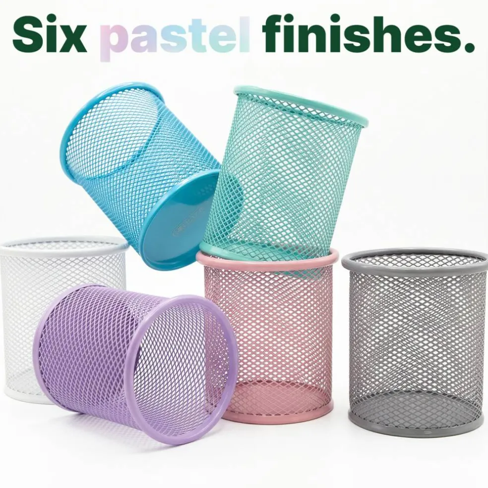BAZIC Pastel Wire Mesh Pencil Holder Cup for Craft Room Brush and Tool Storage, Assorted