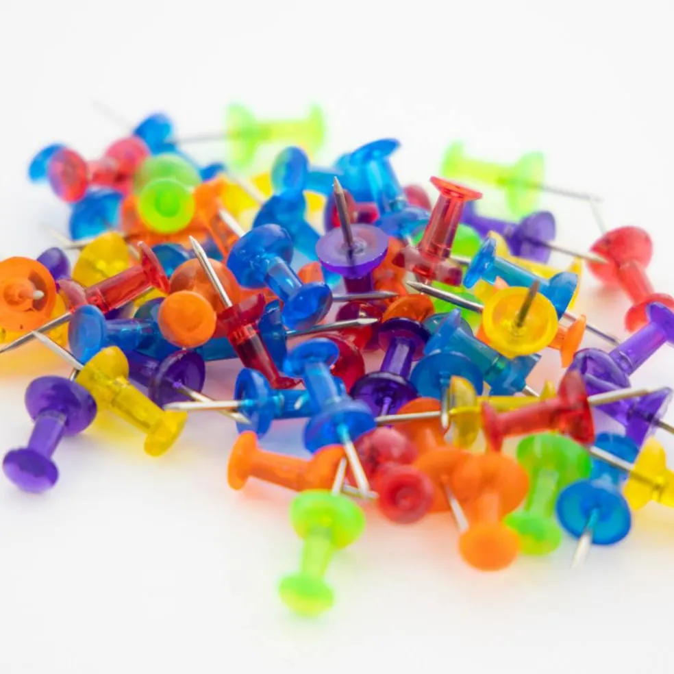 BAZIC Push Pins Assorted Transparent Color (100/Pack)