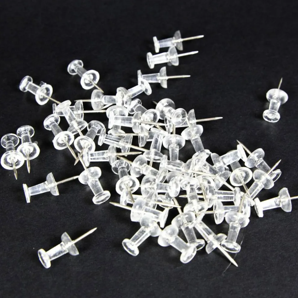 BAZIC Push Pins Clear Transparent (100/Pack)