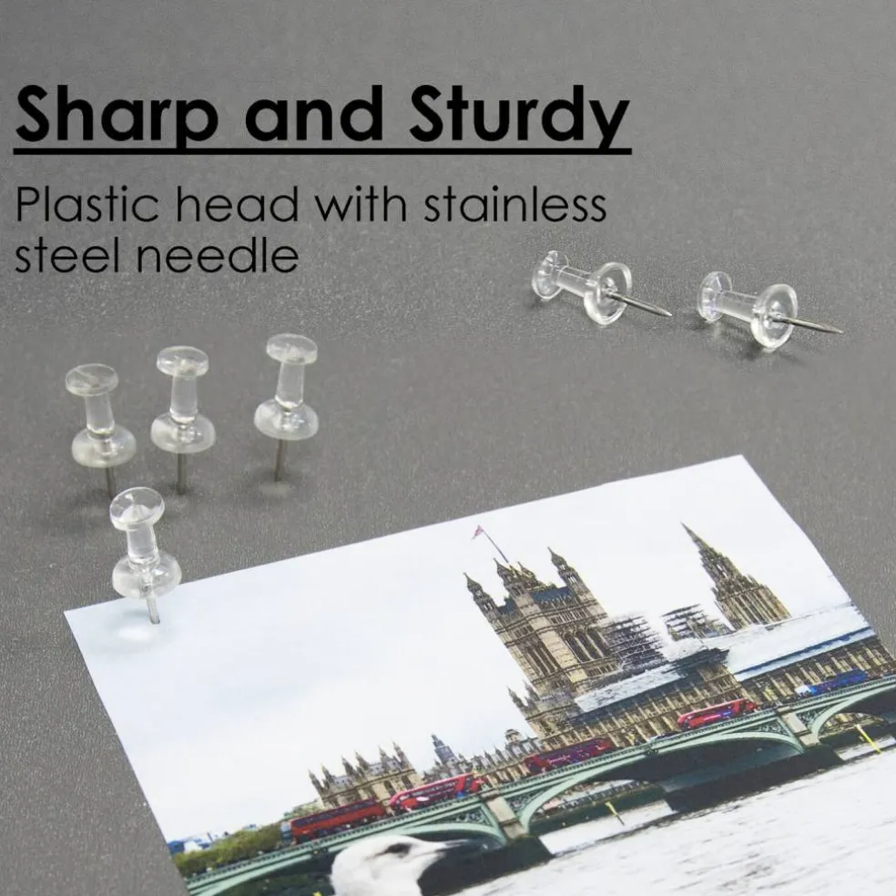 BAZIC Push Pins Clear Transparent (100/Pack)