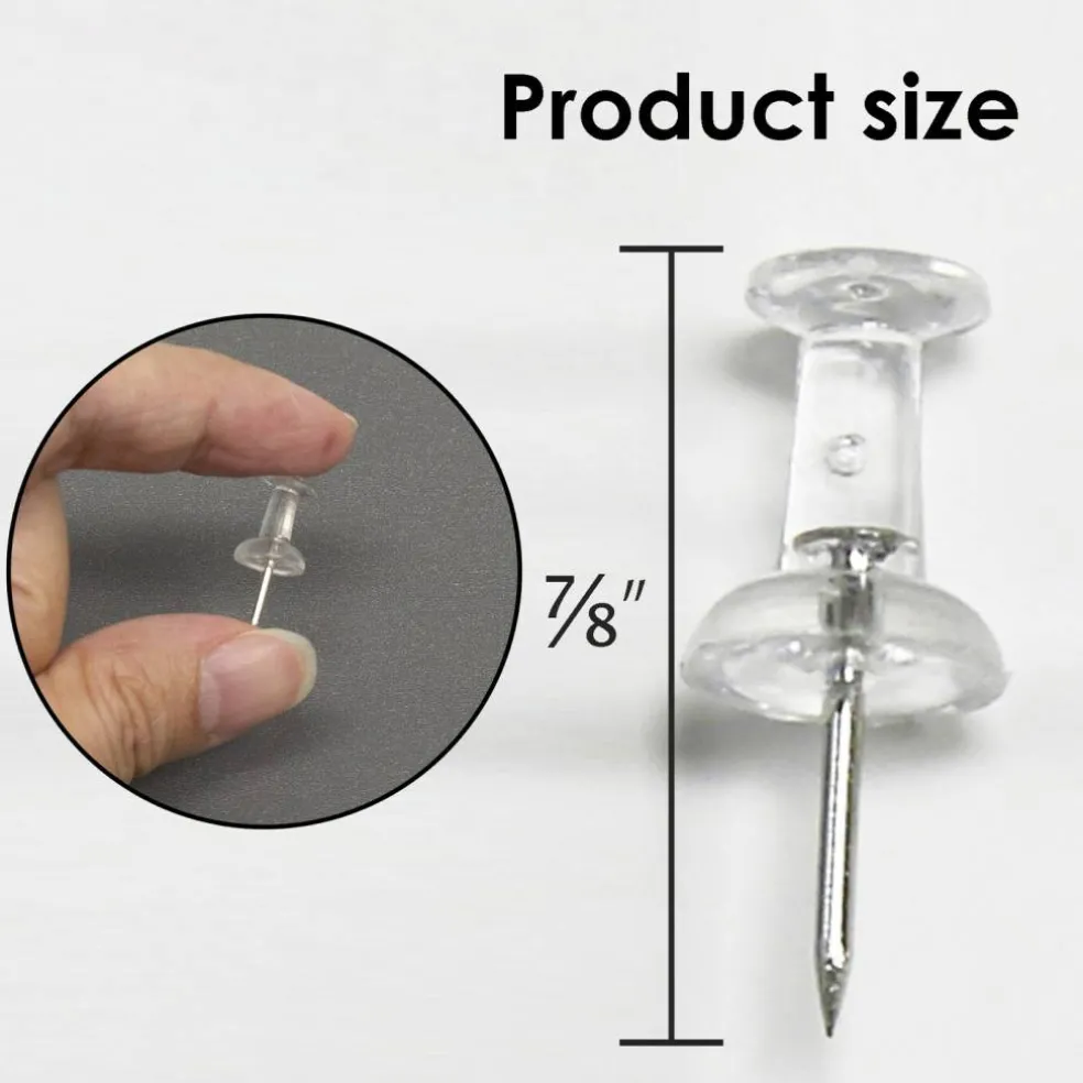 BAZIC Push Pins Clear Transparent (100/Pack)