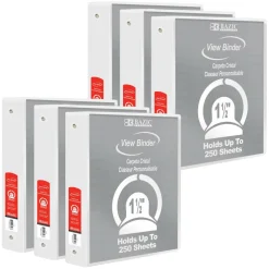 BAZIC® 3 Ring View Binder with Pockets, 6ct.