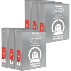 BAZIC® 3 Ring View Binder with Pockets, 6ct.
