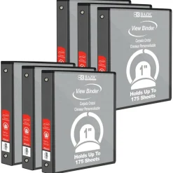 BAZIC® 3 Ring View Binder with Pockets, 6ct.