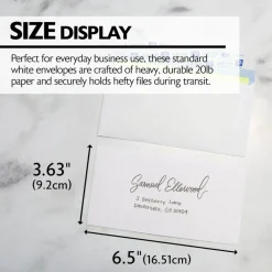 BAZIC #6 3/4 Security White Envelopes, Self-Seal, 55 Count