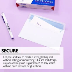 BAZIC #6 3/4 Security White Envelopes, Self-Seal, 55 Count