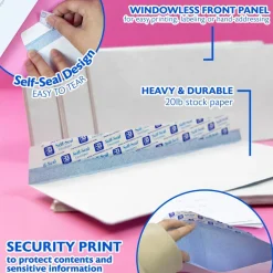 BAZIC #10 Security White Envelopes, Self-Seal, 500 Count