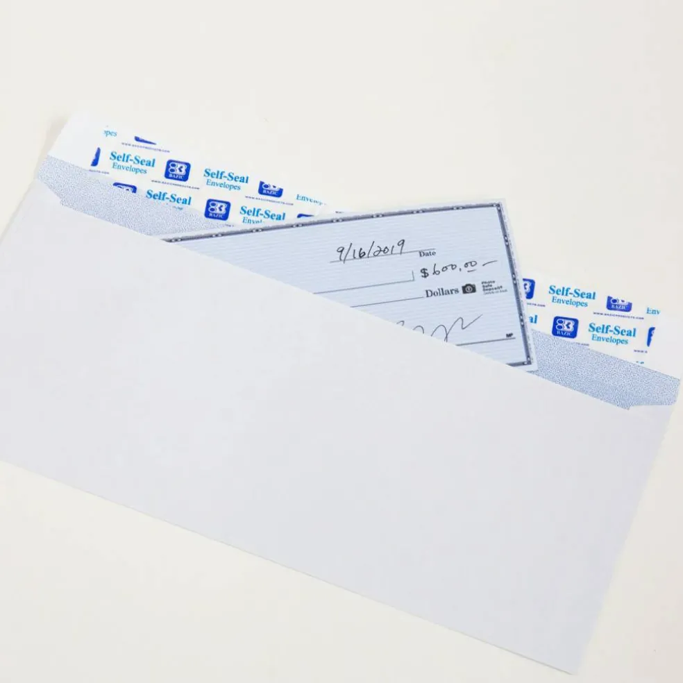 BAZIC #10 Security White Envelopes, Self-Seal, 40 Count