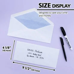 BAZIC #10 Security White Envelopes, Gummed, 40 Count, Security-Tint Paper