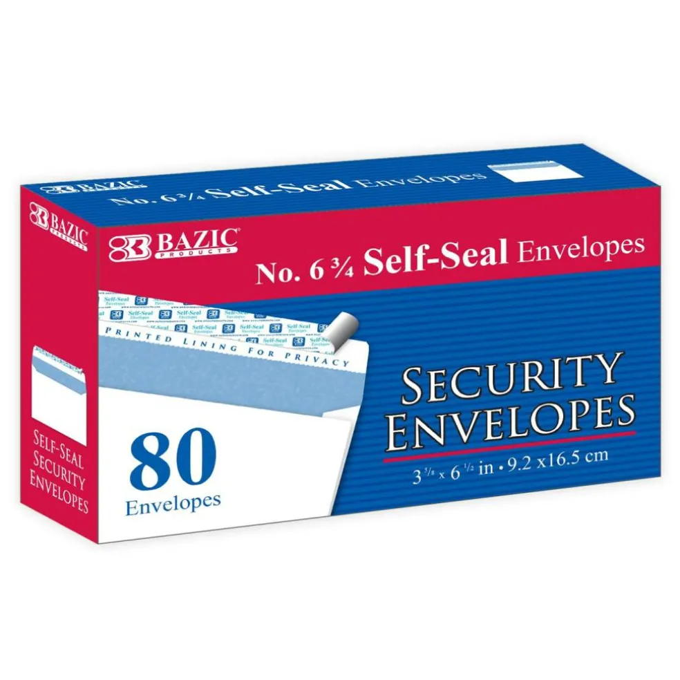 BAZIC #6 3/4 Self-Seal Security Envelope (80/Pack)