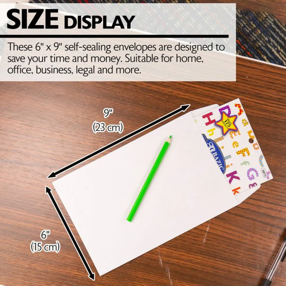 BAZIC Self-Seal White Envelope 6" x 9" (6/Pack)
