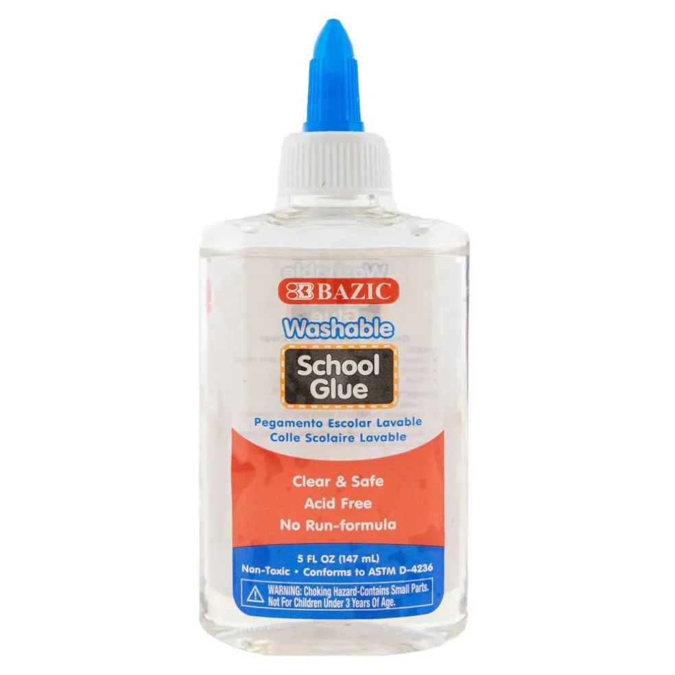 BAZIC Washable Clear School Glue, 5 fl oz, for School Crafts Slime