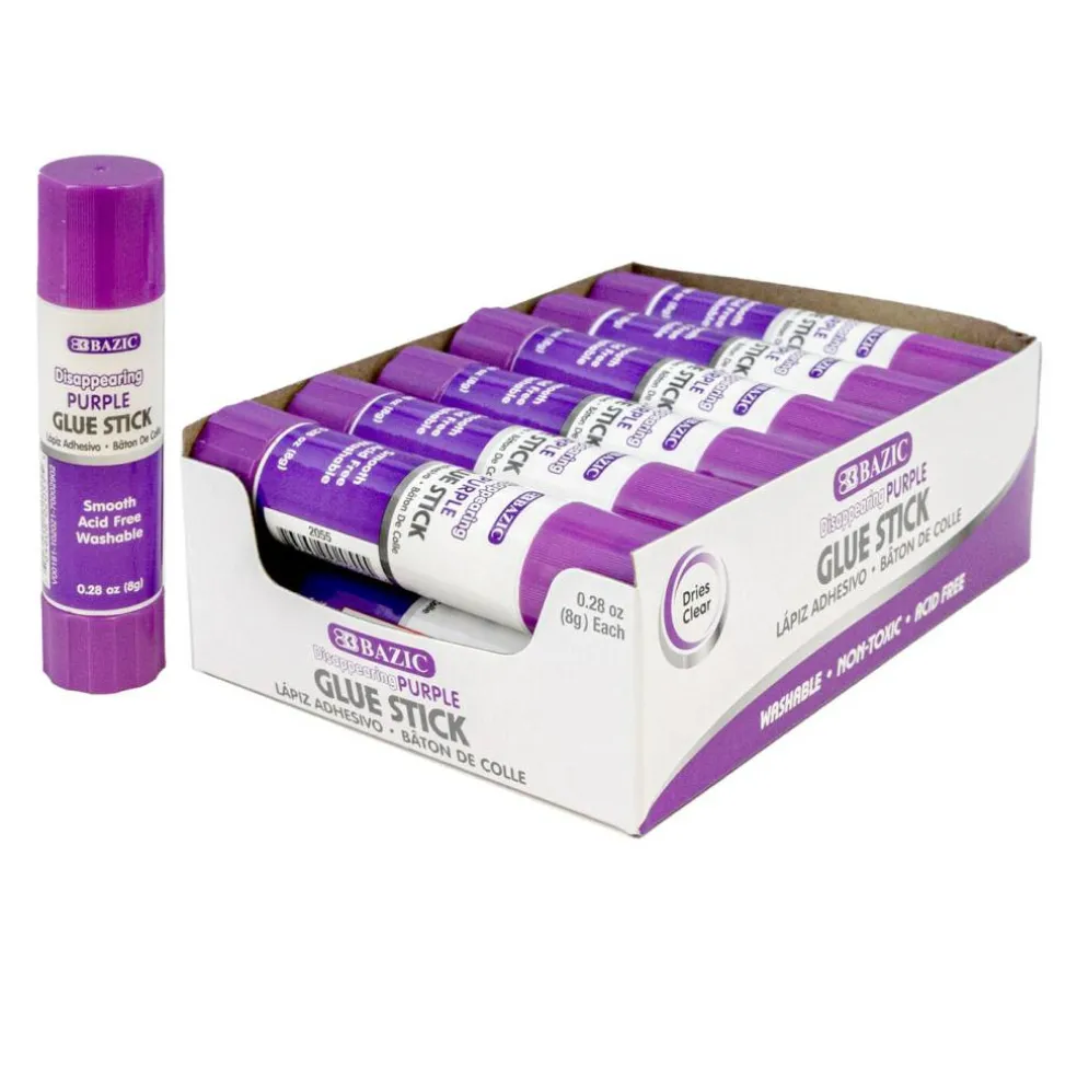 BAZIC Washable Disappearing Purple Glue Sticks, 0.28 oz