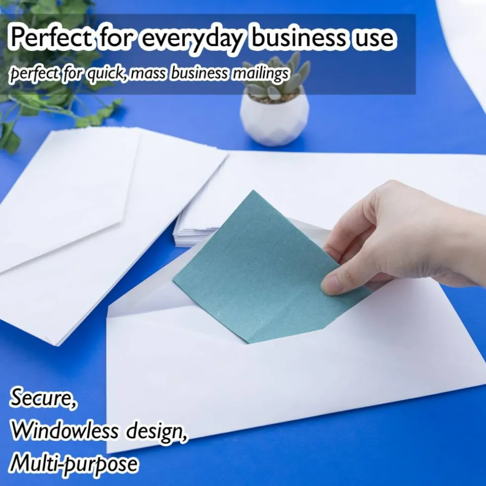 BAZIC #10 White Envelopes, Gummed, 50 Count, Plain-Face Paper