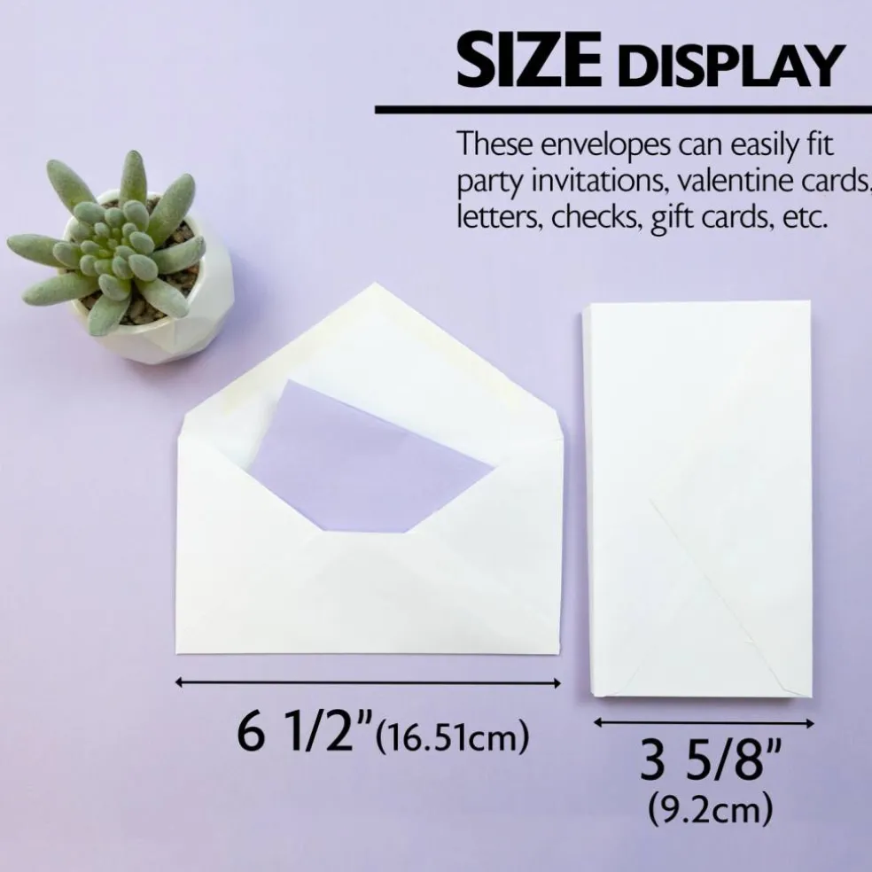BAZIC #6 3/4 White Envelopes, Gummed, 100 Count, Plain-Face Paper