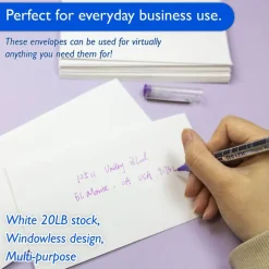 BAZIC #6 3/4 White Envelopes, Gummed, 100 Count, Plain-Face Paper
