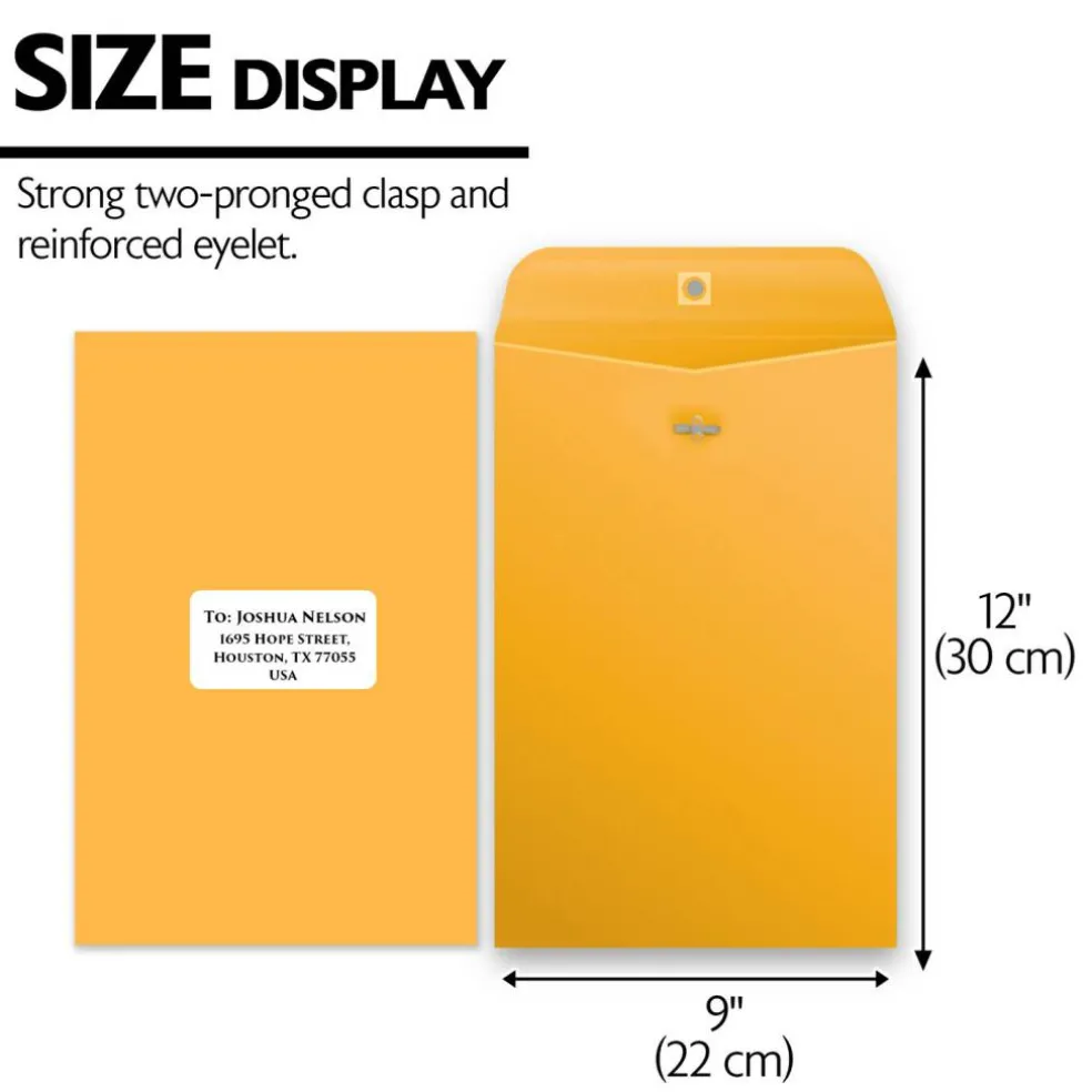 BAZIC 9 x 12 in Manila Clasp Envelopes, 100 Count, Metal Clasp Closure
