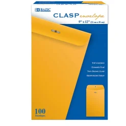 BAZIC 9 x 12 in Manila Clasp Envelopes, 100 Count, Metal Clasp Closure