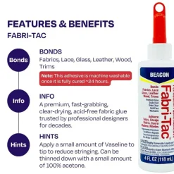 Beacon Fabri-Tac™ Premium Fabric Glue, 2oz.