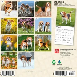 Beagles | 2027 7 x 14 Inch (Hanging) Monthly Mini Wall Calendar