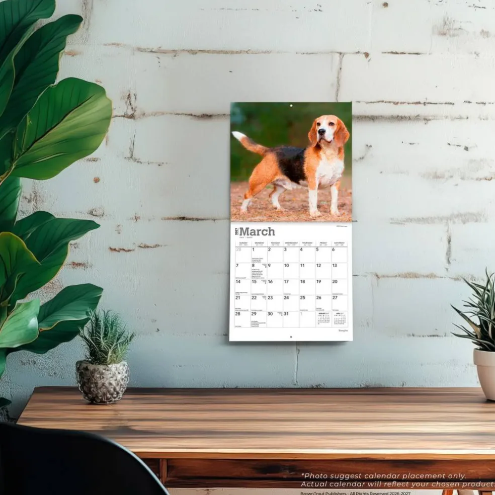 Beagles | 2027 7 x 14 Inch (Hanging) Monthly Mini Wall Calendar