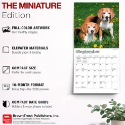 Beagles | 2027 7 x 14 Inch (Hanging) Monthly Mini Wall Calendar