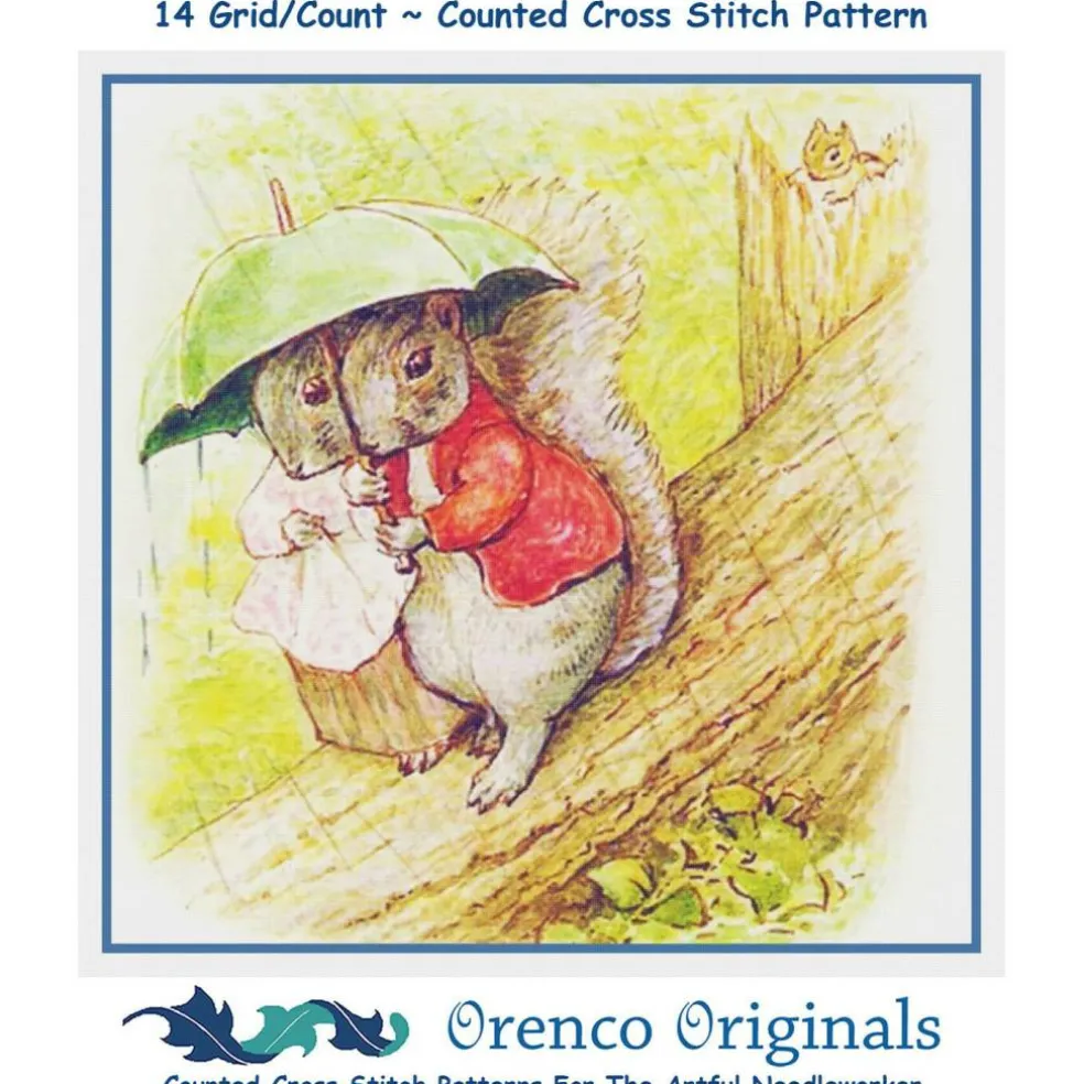 Beatrix Potter Mr Mrs Squirrel Nutkin Counted Cross Stitch Chart Pattern
