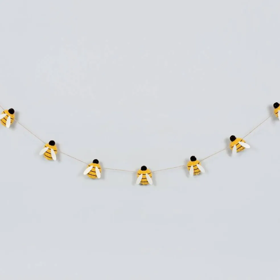 5' Bee felt garland