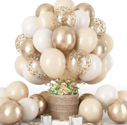 Beige and Champagne Gold Latex Balloon Set