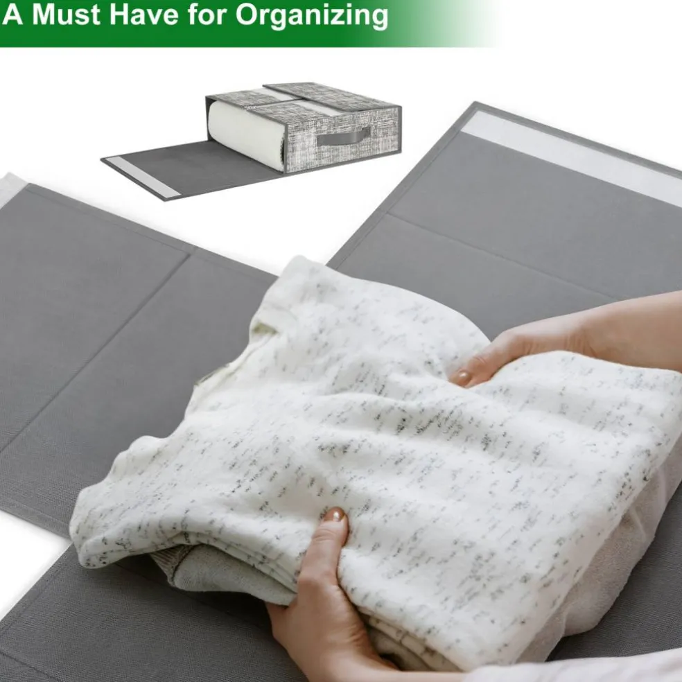 Beige Linen Fabric Storage Boxes, 2-Pack Foldable Closet Organizers