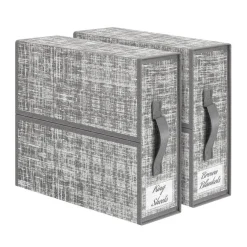 Beige Linen Fabric Storage Boxes, 2-Pack Foldable Closet Organizers