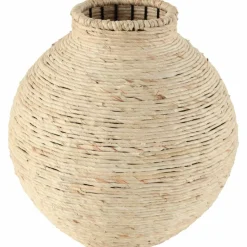 13" Beige Seagrass Handmade Wrapped Vase