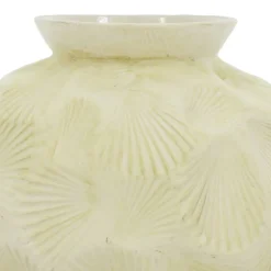 8" Beige Seashell Embossed Round Ceramic Vase by Ashland®