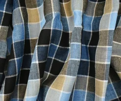 Beige-White-Multi Check Linen Woven Fabric By the Yard