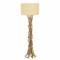 Beige Wood Rustic Floor Lamp, 62" x 22" x 22"