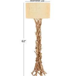 Beige Wood Rustic Floor Lamp, 62
