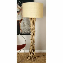 Beige Wood Rustic Floor Lamp, 62