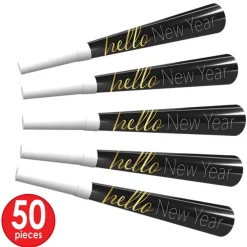 Beistle Black & Gold Hello New Year Party Favor Kit for 50