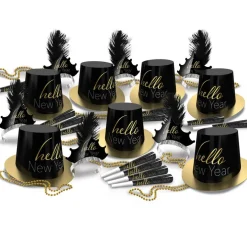 Beistle Black & Gold Hello New Year Party Favor Kit for 50