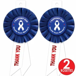 Beistle Blue I Support Our Health Care Workers Rosettes, 2ct.