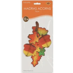 Beistle 12" Madras Tissue Acorns, 3ct.