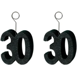 Beistle 6oz. Black Glittered "30" Photo & Balloon Holders, 3ct.